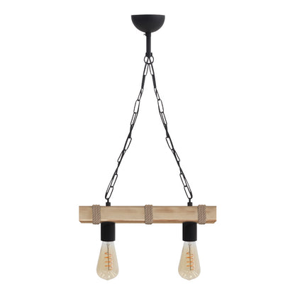 Φωτιστικό Οροφής Vero E27 Ξύλινο Δίφωτο Χρώμα Φυσικό 40x8x65