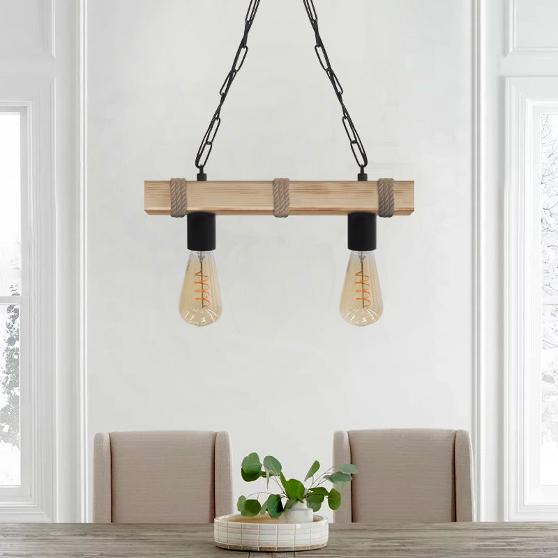 Φωτιστικό Οροφής Vero E27 Ξύλινο Δίφωτο Χρώμα Φυσικό 40x8x65