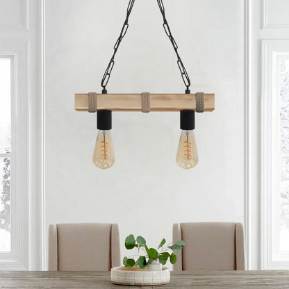 Φωτιστικό Οροφής Vero E27 Ξύλινο Δίφωτο Χρώμα Φυσικό 40x8x65