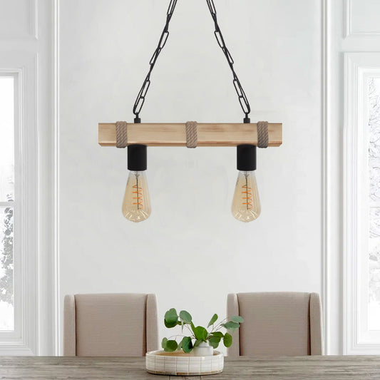 Φωτιστικό Οροφής Vero E27 Ξύλινο Δίφωτο Χρώμα Φυσικό 40x8x65