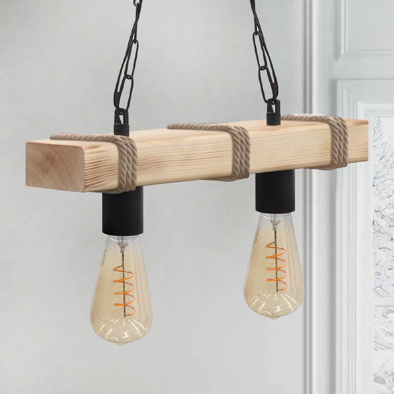 Φωτιστικό Οροφής Vero E27 Ξύλινο Δίφωτο Χρώμα Φυσικό 40x8x65