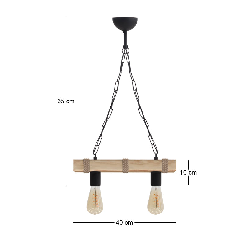 Φωτιστικό Οροφής Vero E27 Ξύλινο Δίφωτο Χρώμα Φυσικό 40x8x65