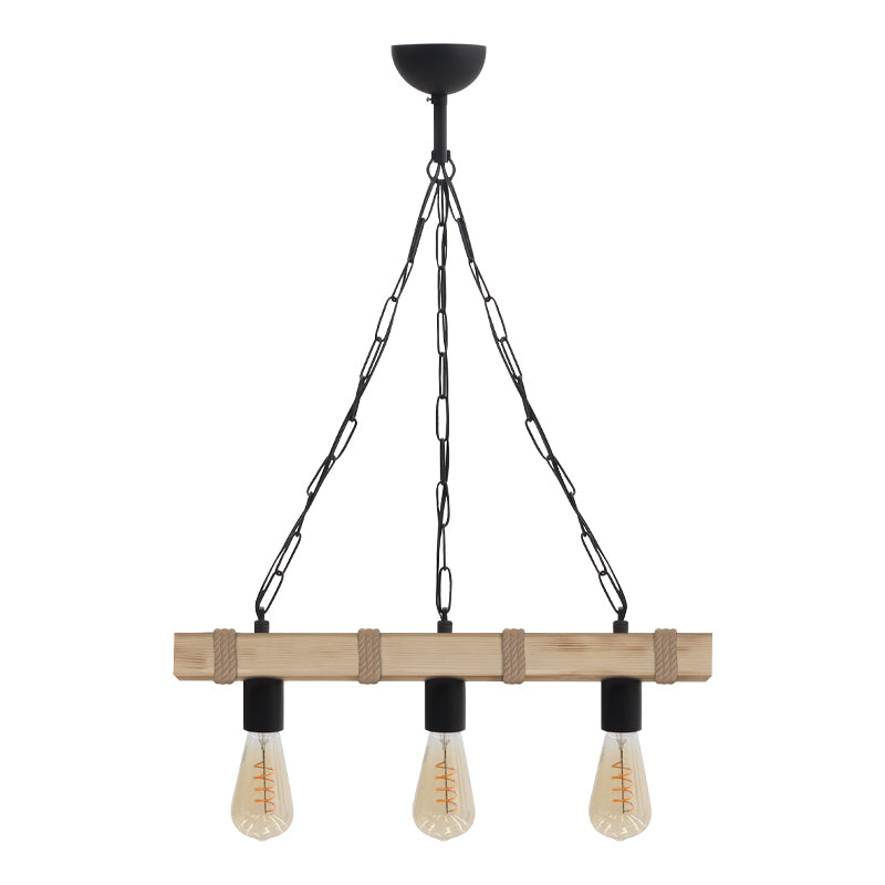 Φωτιστικό Οροφής Vero E27 Ξύλινο Τρίφωτο Χρώμα Φυσικό 50x8x65