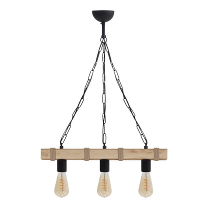 Φωτιστικό Οροφής Vero E27 Ξύλινο Τρίφωτο Χρώμα Φυσικό 50x8x65