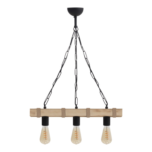 Φωτιστικό Οροφής Vero E27 Ξύλινο Τρίφωτο Χρώμα Φυσικό 50x8x65