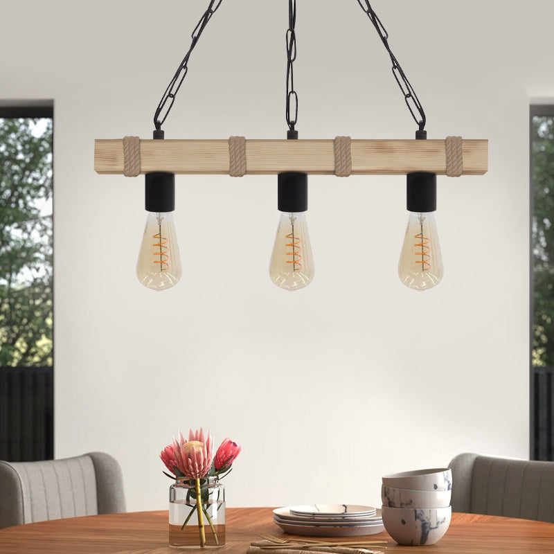 Φωτιστικό Οροφής Vero E27 Ξύλινο Τρίφωτο Χρώμα Φυσικό 50x8x65