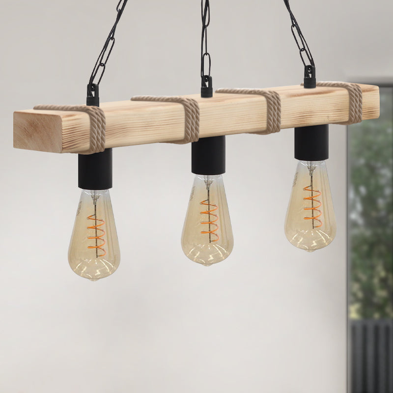 Φωτιστικό Οροφής Vero E27 Ξύλινο Τρίφωτο Χρώμα Φυσικό 50x8x65