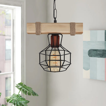 Φωτιστικό Οροφής Lumenia E27 Ξύλινο - Μεταλλικό Μονόφωτο Χρώμα Φυσικό - Μαύρο 25x14x80