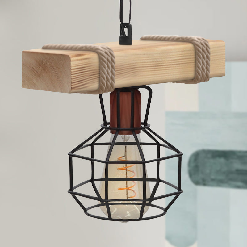 Φωτιστικό Οροφής Lumenia E27 Ξύλινο - Μεταλλικό Μονόφωτο Χρώμα Φυσικό - Μαύρο 25x14x80