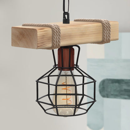Φωτιστικό Οροφής Lumenia E27 Ξύλινο - Μεταλλικό Μονόφωτο Χρώμα Φυσικό - Μαύρο 25x14x80