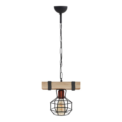 Φωτιστικό Οροφής Lumenia E27 Ξύλινο - Μεταλλικό Μονόφωτο Χρώμα Φυσικό - Μαύρο 25x14x80