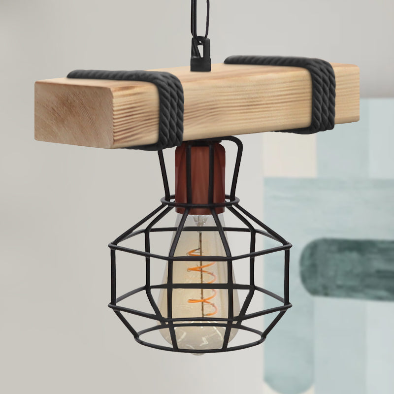 Φωτιστικό Οροφής Lumenia E27 Ξύλινο - Μεταλλικό Μονόφωτο Χρώμα Φυσικό - Μαύρο 25x14x80