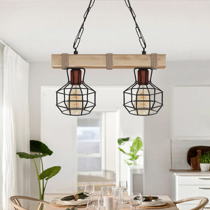 Φωτιστικό Οροφής Lumenia E27 Ξύλινο - Μεταλλικό Δίφωτο Χρώμα Φυσικό - Μαύρο 40x14x80