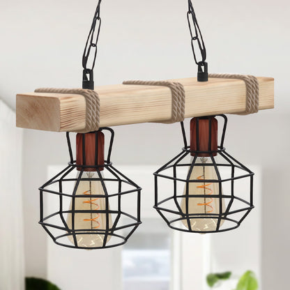 Φωτιστικό Οροφής Lumenia E27 Ξύλινο - Μεταλλικό Δίφωτο Χρώμα Φυσικό - Μαύρο 40x14x80