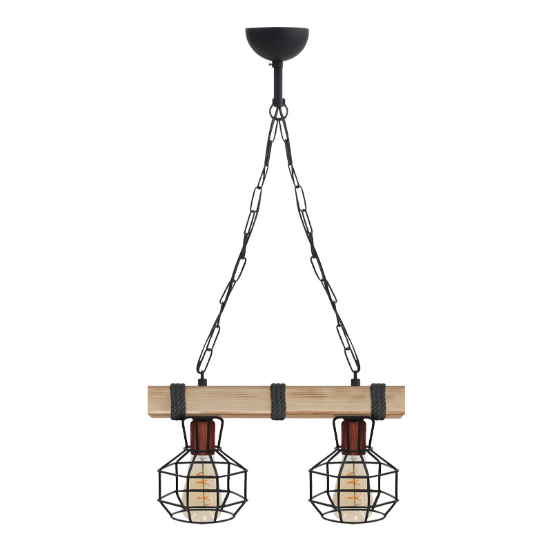 Φωτιστικό Οροφής Lumenia E27 Ξύλινο - Μεταλλικό Δίφωτο Χρώμα Φυσικό - Μαύρο 40x14x80