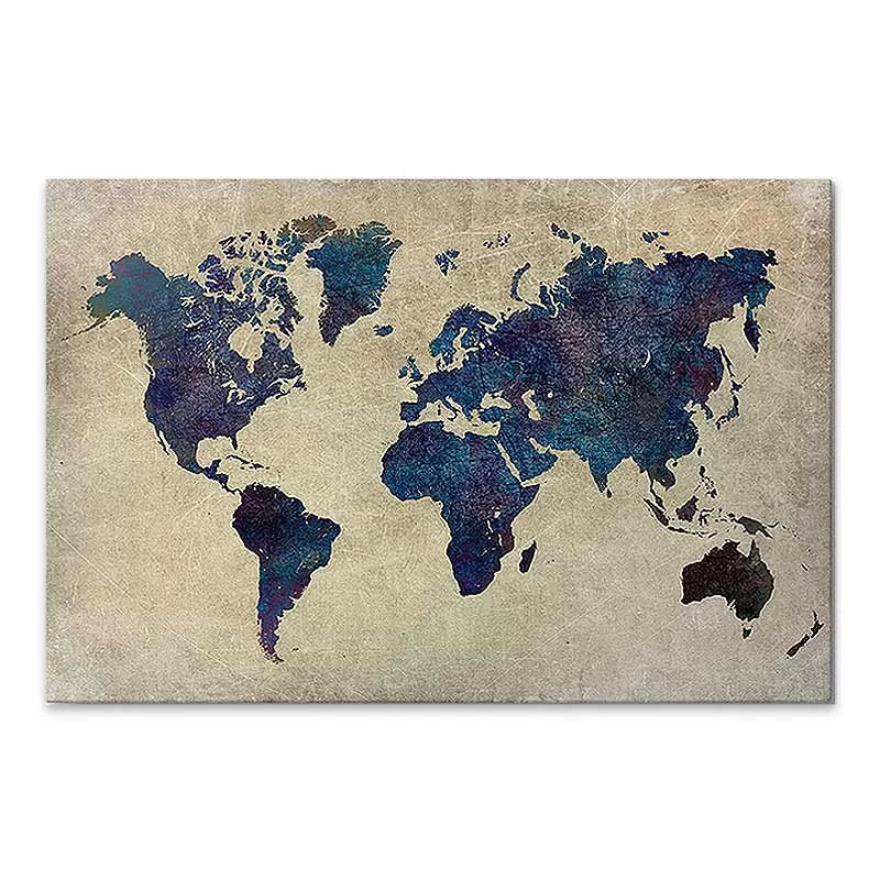 Πίνακας σε Καμβά World Map Ψηφιακής Εκτύπωσης 75x50x3