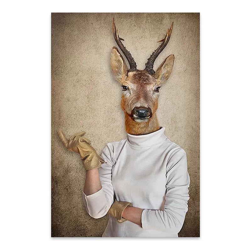 Πίνακας σε Καμβά Woman With Deer Head Ψηφιακής Εκτύπωσης 50x75x3