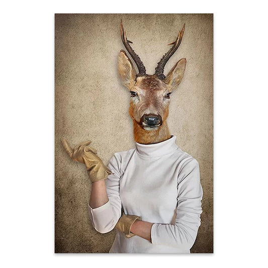 Πίνακας Σε Καμβά Woman With Deer Head Ψηφιακής Εκτύπωσης 50X75X3