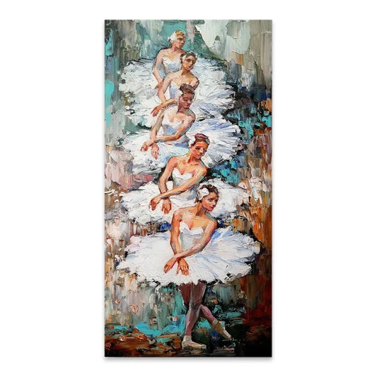 Πίνακας Σε Καμβά White Swan Ballerinas Ψηφιακής Εκτύπωσης 50X100X3