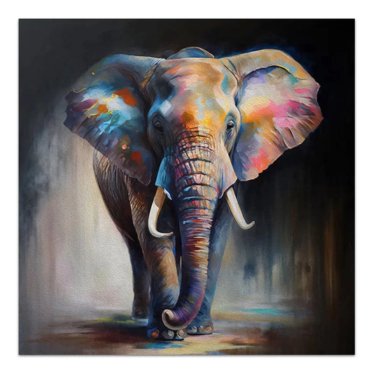 Πίνακας σε Καμβά Colorful Elephant Ψηφιακής Εκτύπωσης 100x100x3