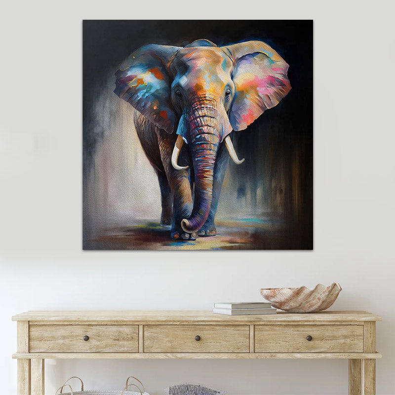 Πίνακας σε Καμβά "Colorful Elephant" Ψηφιακής Εκτύπωσης 100x100x3