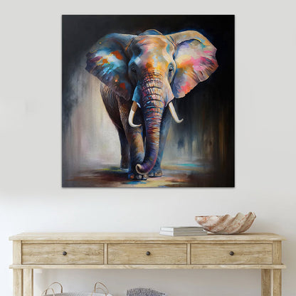 Πίνακας σε Καμβά "Colorful Elephant" Ψηφιακής Εκτύπωσης 100x100x3