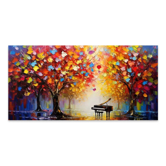 Πίνακας σε Καμβά Piano In Colorful Forest Ψηφιακής Εκτύπωσης 120x60x3