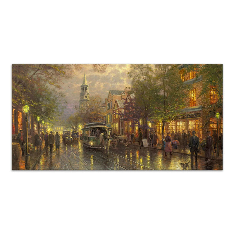 Πίνακας σε Καμβά Wet Streets Ψηφιακής Εκτύπωσης 140x70x3