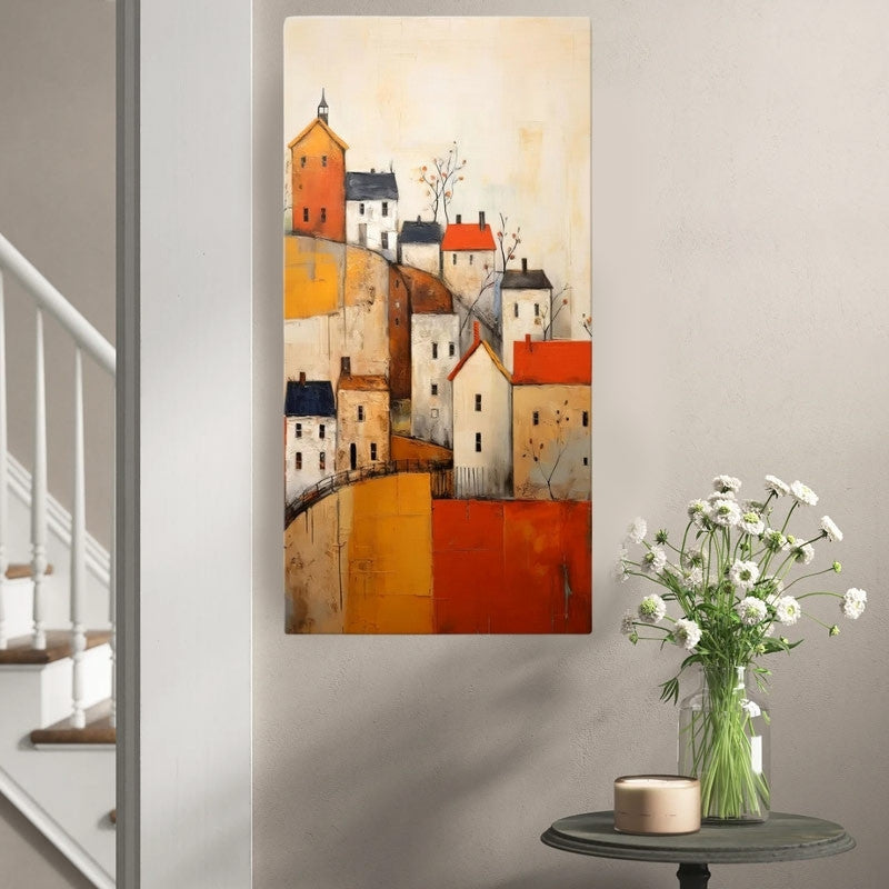 Πίνακας σε Καμβά "Houses on the Hill" Ψηφιακής Εκτύπωσης 50x100x3