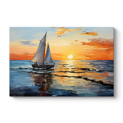 Πίνακας σε Καμβά "Fisherman at the Sunset" Ψηφιακής Εκτύπωσης 120x60x3