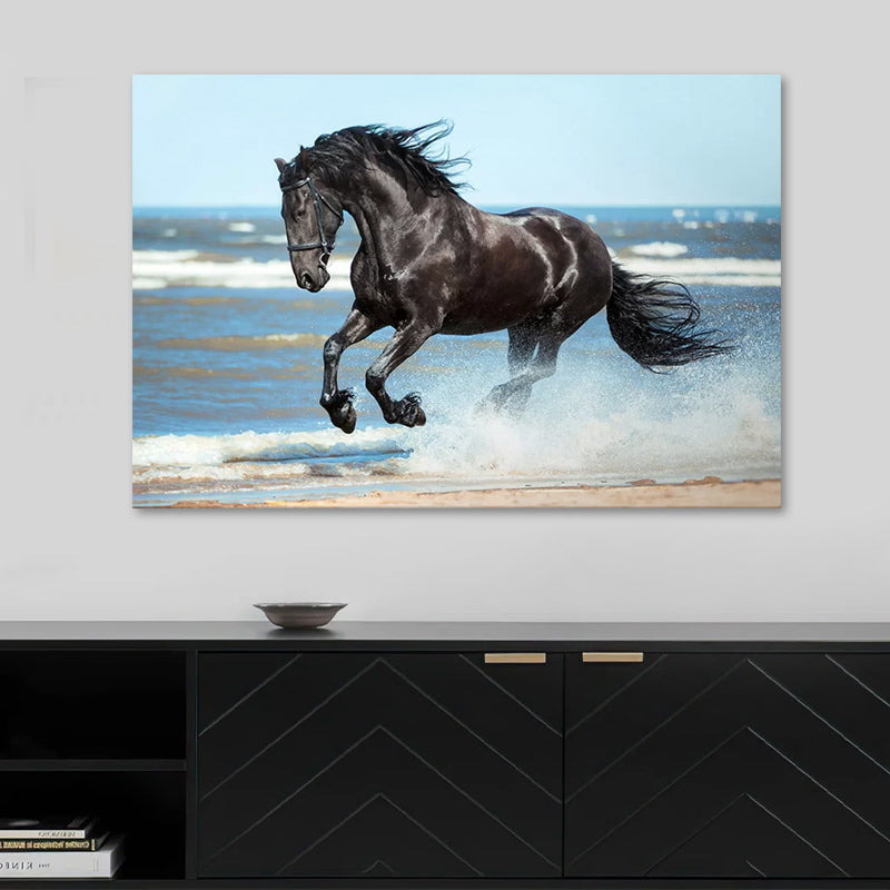 Πίνακας σε Καμβά "Black Horse" Ψηφιακής Εκτύπωσης 100x70x3