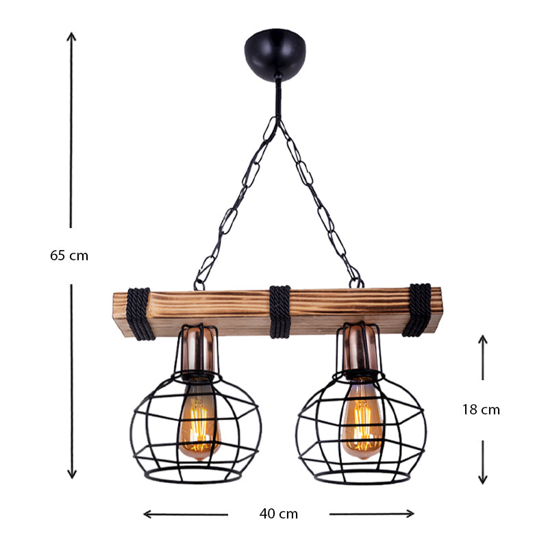 Φωτιστικό Οροφής Marit E27 Ξύλινο/Μεταλλικό Δίφωτο Καρυδί/Μαύρο 40X15X65