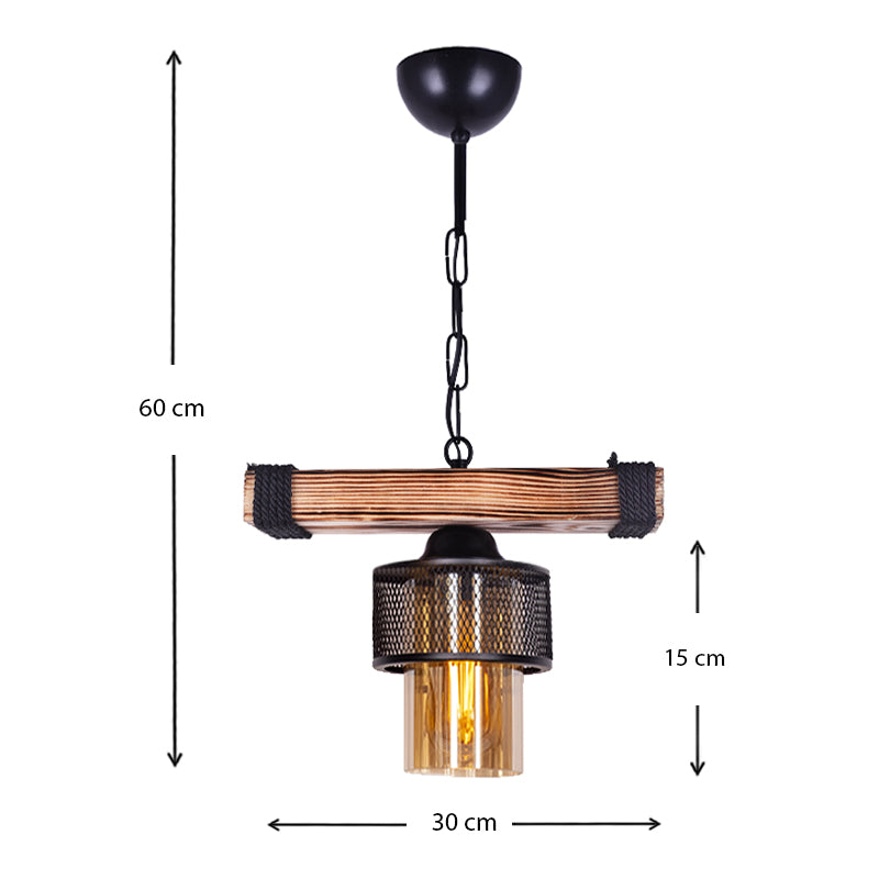 Φωτιστικό Οροφής Eliana E27 Ξύλινο/Μεταλλικό Μονόφωτο σε Μαύρο/Καρυδί 30x15x60