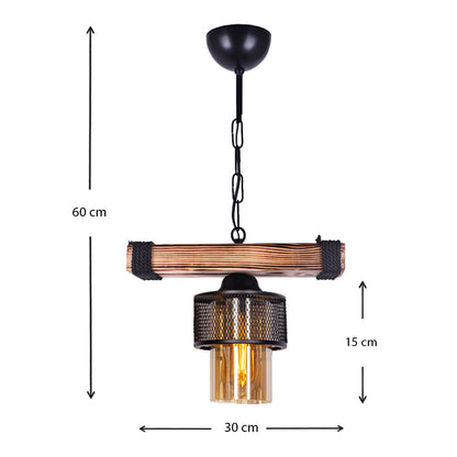 Φωτιστικό Οροφής Eliana E27 Ξύλινο/Μεταλλικό Μονόφωτο σε Μαύρο/Καρυδί 30x15x60