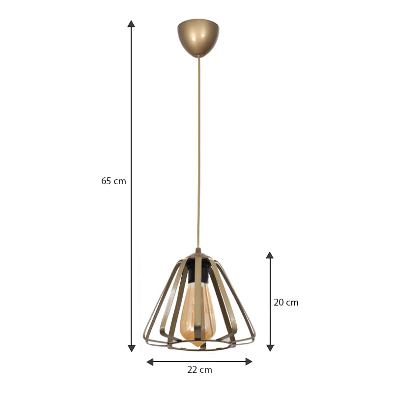 Φωτιστικό Οροφής Teresa E27 Μεταλλικό Μονόφωτο Χρώμα Χρυσό Ø22x65
