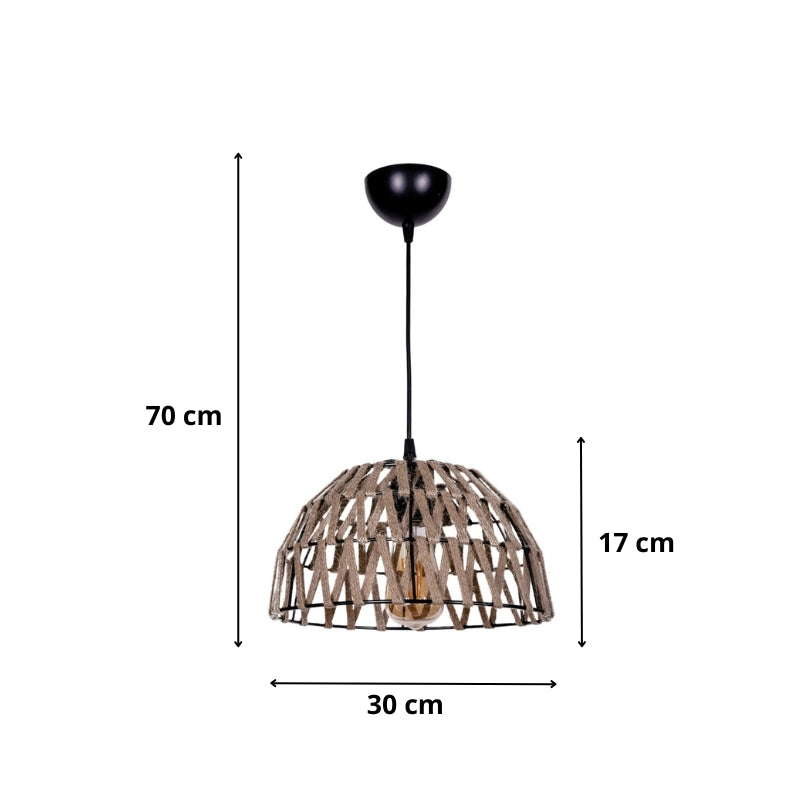 Φωτιστικό Οροφής Simoza E27 Μεταλλικό - Σχοινί Μονόφωτο Χρώμα Φυσικό Ø30x70