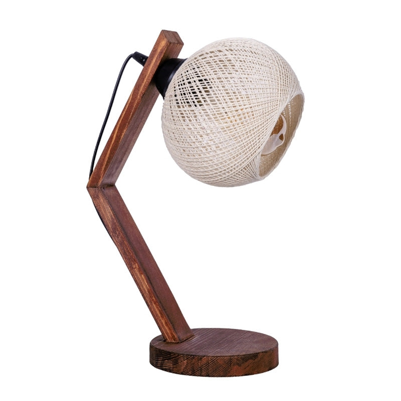 Φωτιστικό Επιτραπέζιο Rope E27 Ξύλινο - Σχοινί Χρώμα Μπεζ - Καρυδί Ø17x40