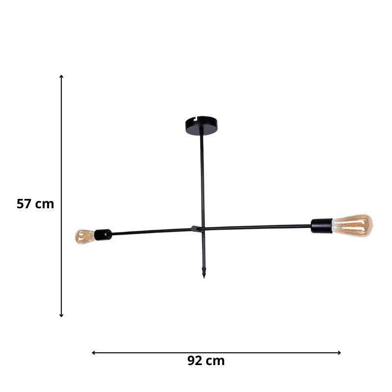 Φωτιστικό Οροφής Nimo E27 Μεταλλικό Δίφωτο Χρώμα Μαύρο 92x12x57