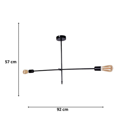 Φωτιστικό Οροφής Nimo E27 Μεταλλικό Δίφωτο Χρώμα Μαύρο 92x12x57