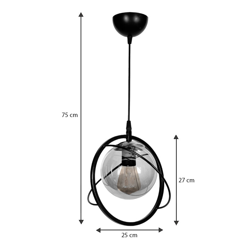 Φωτιστικό Οροφής Globe E27 Μεταλλικό Μονόφωτο Χρώμα Μαύρο Ø25x75