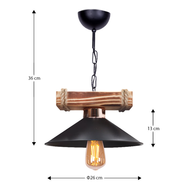 Φωτιστικό Οροφής Melio E27 Ξύλινο - Πλαστικό Μονόφωτο Χρώμα Μαύρο Ø26x36