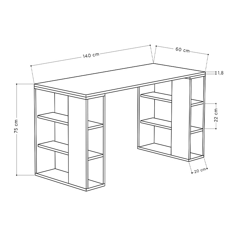 Γραφείο Εργασίας Colmar από Μελαμίνη Χρώμα Sapphire Oak 140x60x75