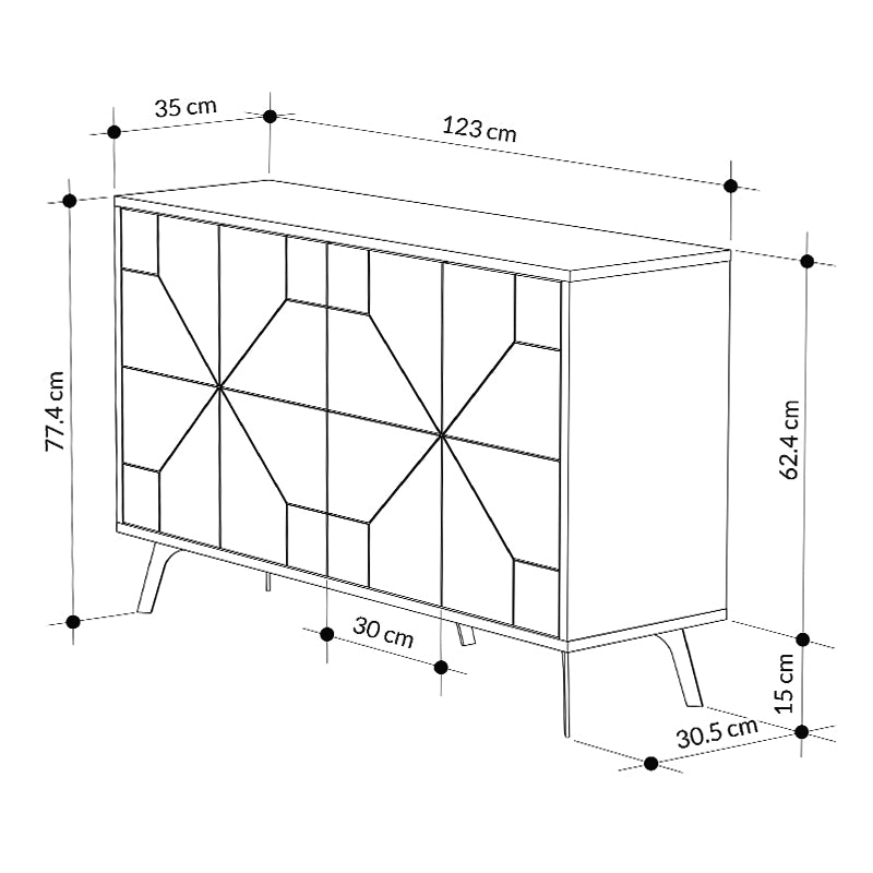 Μπουφές Μελαμίνης Dune Χρώμα Ανοιχτό Καφέ 123x35x77,4