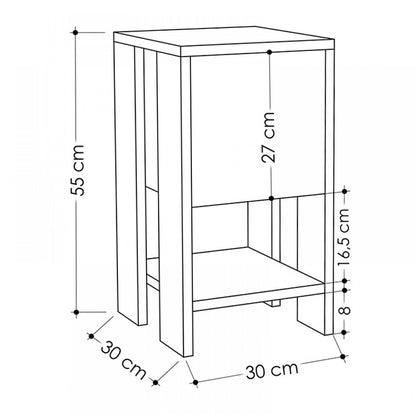 Κομοδίνο Μελαμίνης Ema Χρώμα Ανθρακί 30X30X55