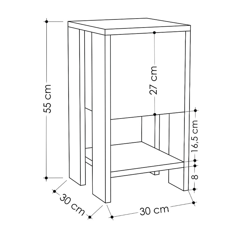 Bedside Table Ema Travertine Colour 30x30x55