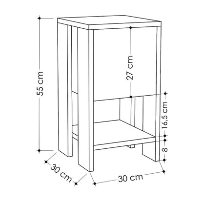 Bedside Table Ema Travertine Colour 30x30x55