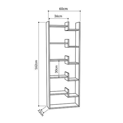 Βιβλιοθήκη Μελαμίνης Oppa Χρώμα Λευκό 60x22x162