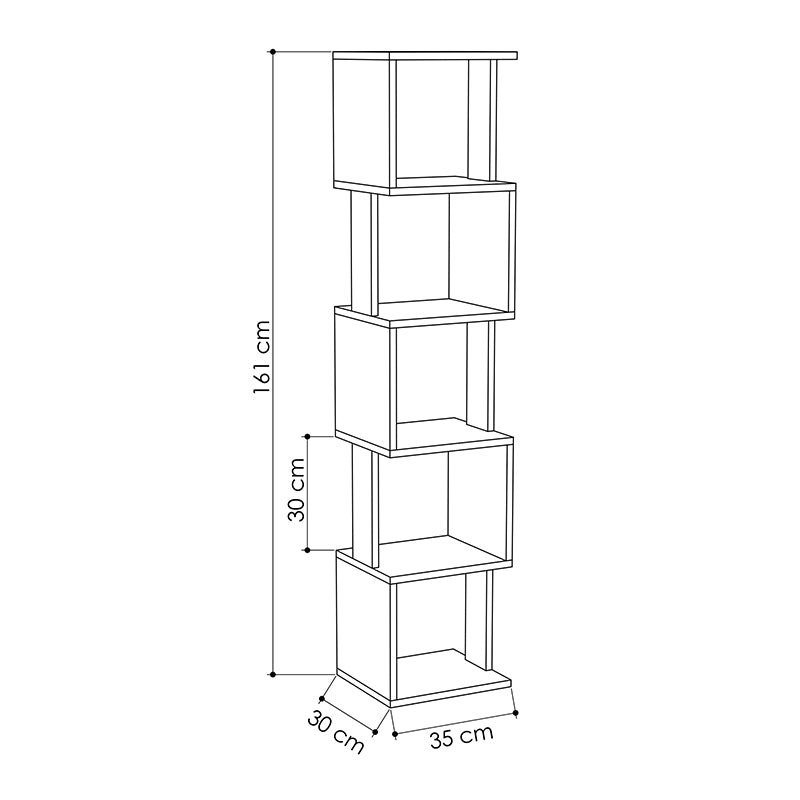 Βιβλιοθήκη Piri από Μελαμίνη Χρώμα Λευκό 35x30x161