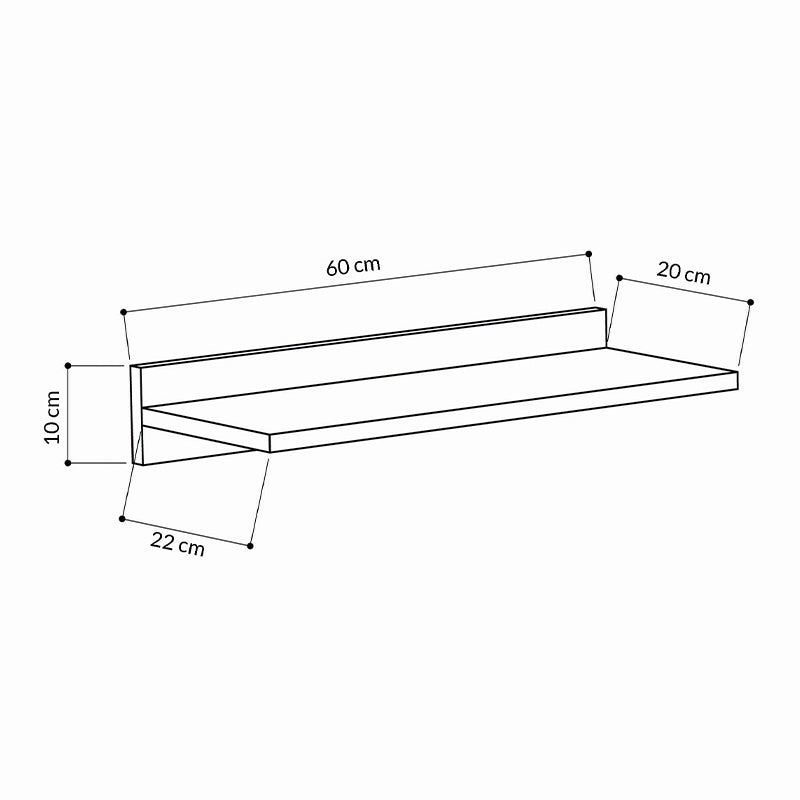 Ραφιέρα Τοίχου Simple Χρώμα Ανοιχτό Καρυδί 60x24x10