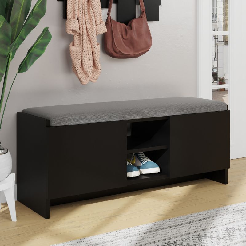 Παπουτσοθήκη Zulla από Μελαμίνη Χρώμα Μαύρο 110x37x43